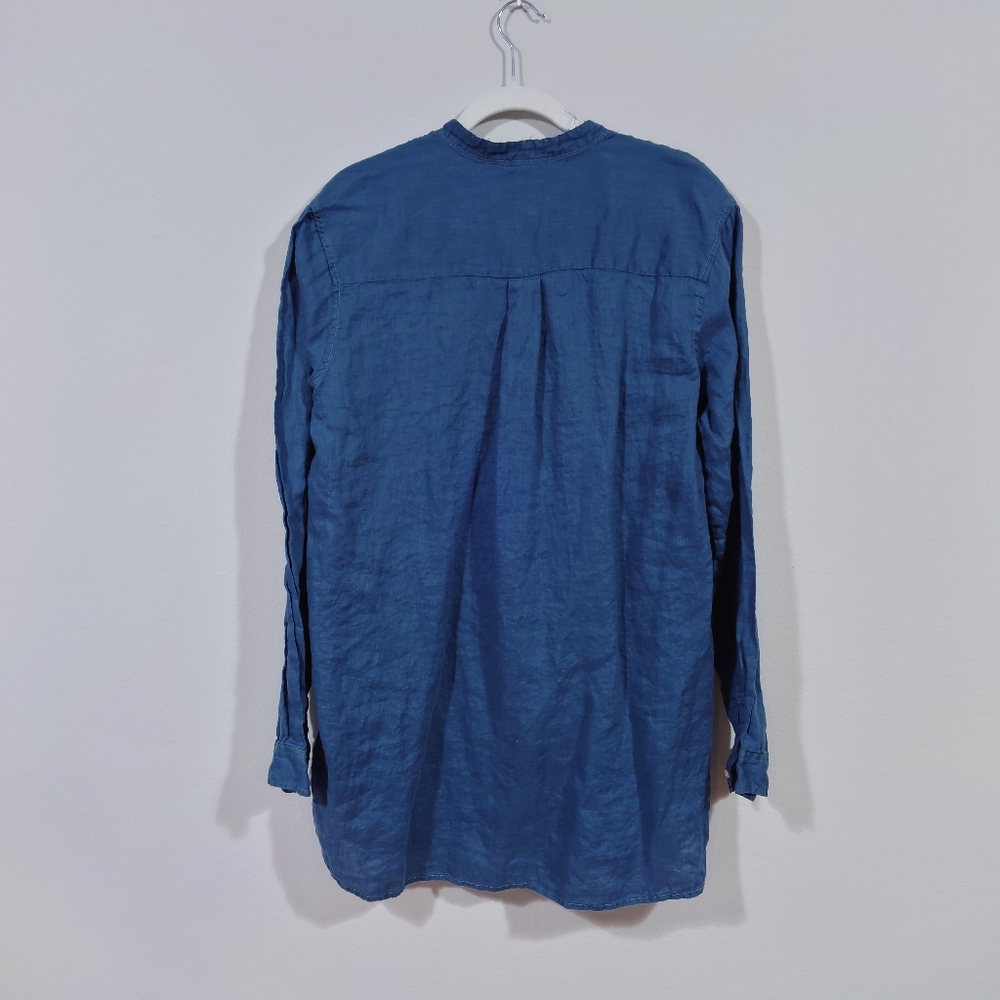 GAP 100% Linen Tunic Shirt Women XL Tall Blue Lightweight Relaxed Coastal - Picture 2 of 8
